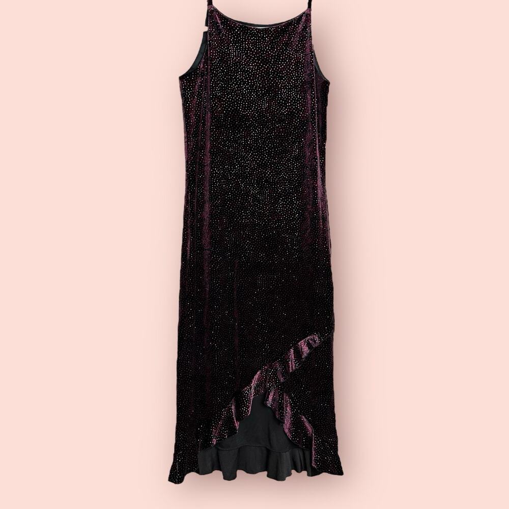 Vintage Y2K Limited Too Velvet Sparkle Dress Homecoming Ruffles Small